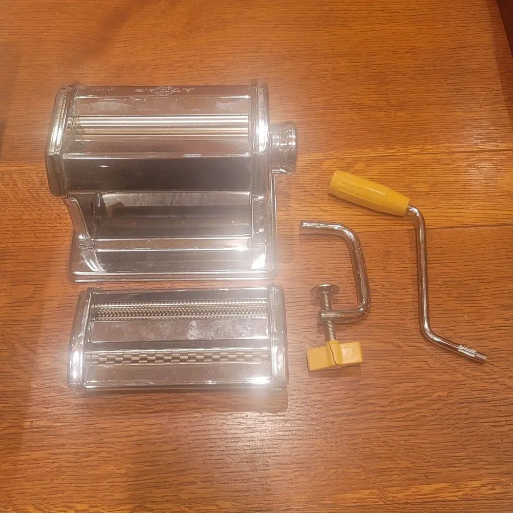 Marcato Atlas 150 Manual Pasta Maker w/ Hand Crank & Clamp Noodle Making Machine